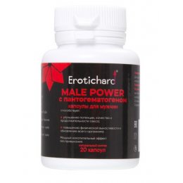 Капсулы для мужчин Erotichard male power с пантогематогеном - 20 капсул (0,370 гр.)