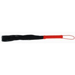 Черная плеть-флогер с красной ручкой - 50 см.