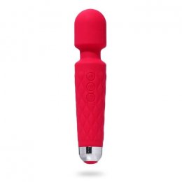Красный жезловый вибромассажер с рифленой ручкой - 20,4 см.